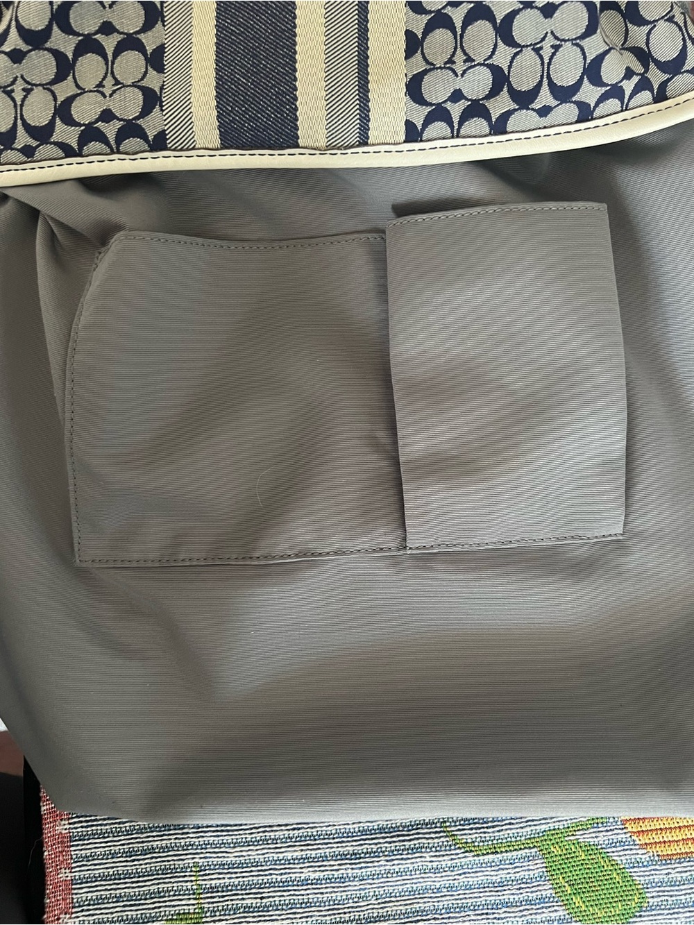 Coach Signature Canvas Stripe Hobo Duffle Bag in Navy and White - Picture 16 of 16